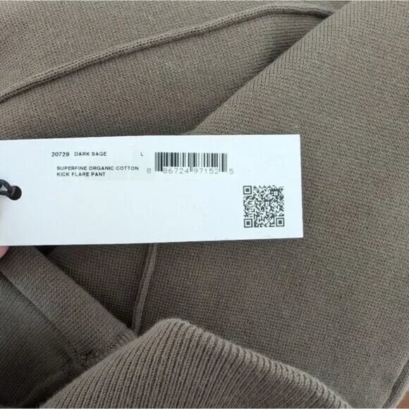 White+Warren Superfine Organic Cotton Kick Flare Pant Dark Sage NWT, Size Large - Picture 6 of 9